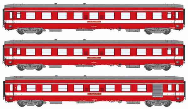 REE Modeles VB-119 - 1st Class French 3pc Passenger Coach Set Red Plate Capitol 